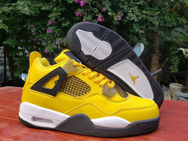 Air Jordan 4 Yellow Black AJ4 Men's Basketball Shoes-40 - Click Image to Close